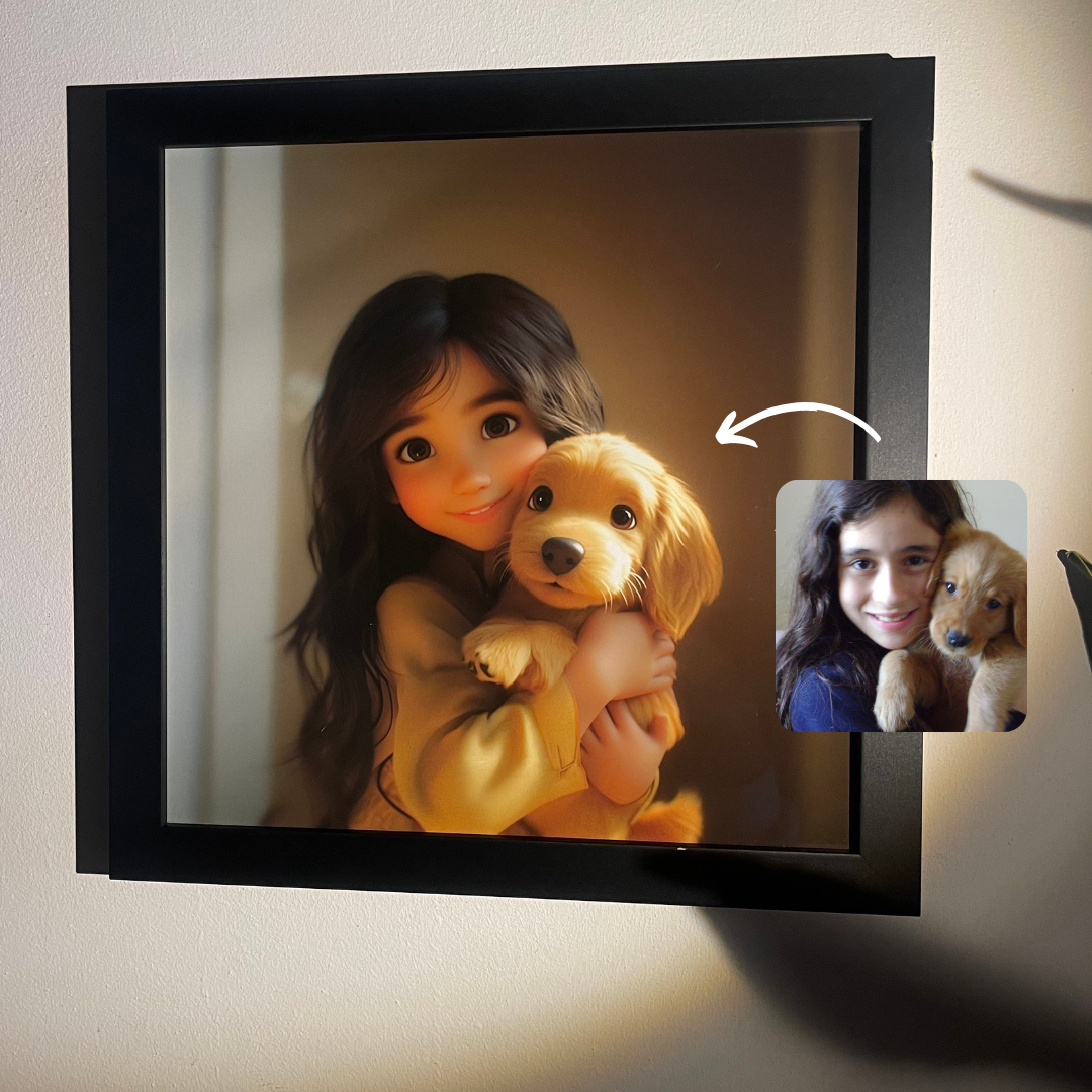 Custom Cartoon Framed Poster - A Perfect Gift for Pet Lovers - Personalized Framed Art