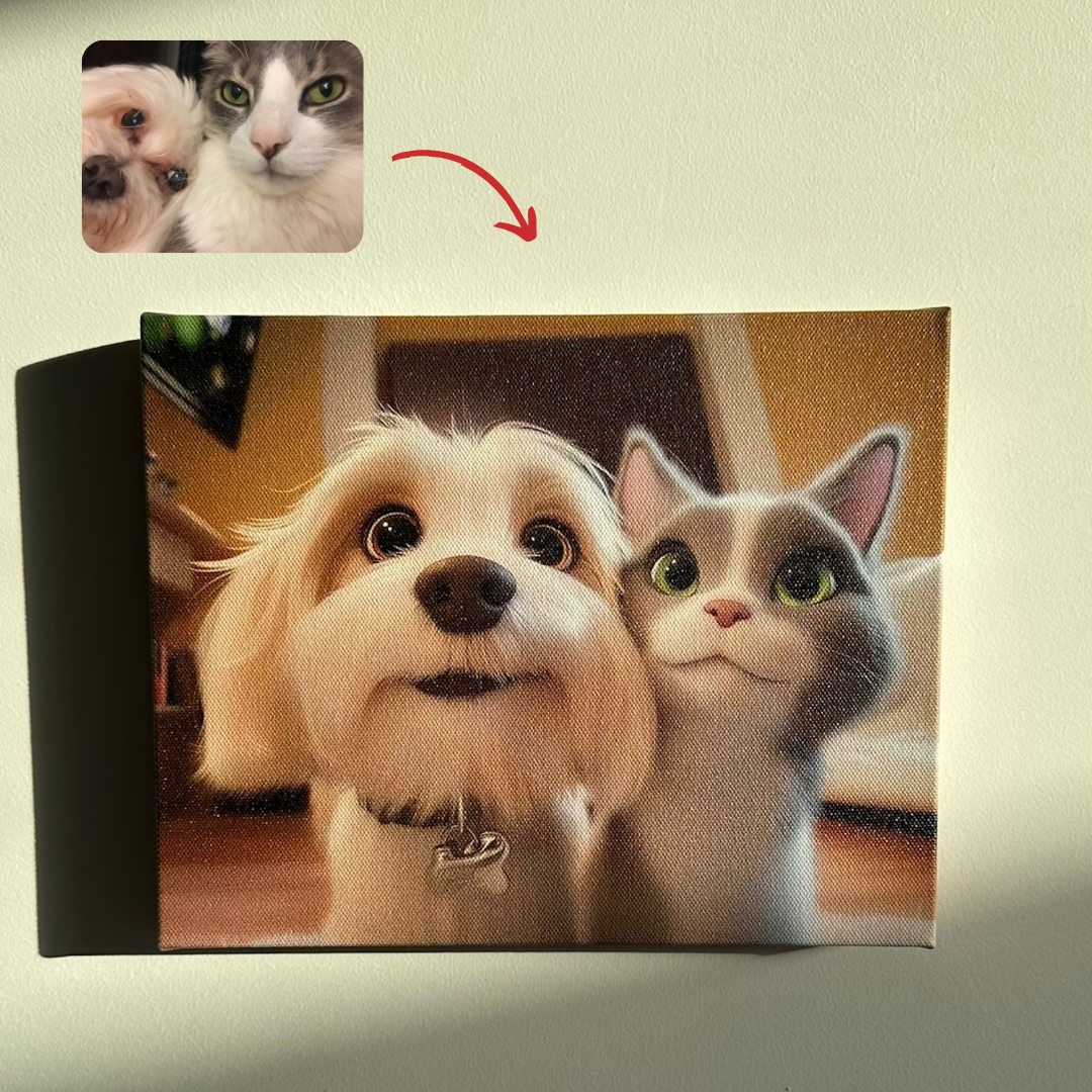 Custom Cartoon Canvas – A Perfect Gift for Pet Lovers - Personalized Canvas Art