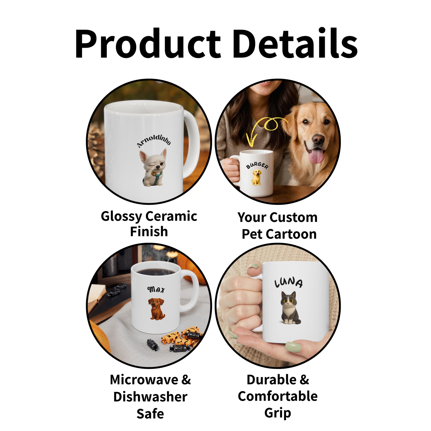 Mug personnalisé pour animaux de compagnie (325 ml/425 ml) – Obtenez votre dessin animé magique – Aperçu instantané