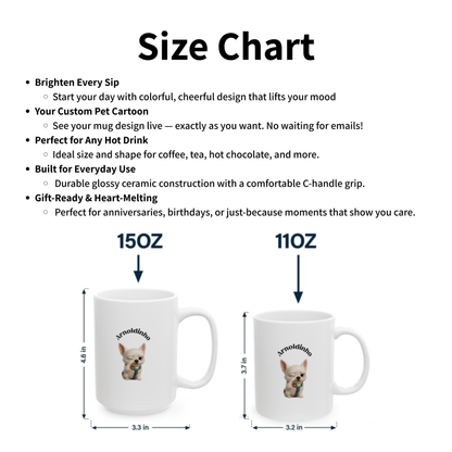Mug personnalisé pour animaux de compagnie (325 ml/425 ml) – Obtenez votre dessin animé magique – Aperçu instantané