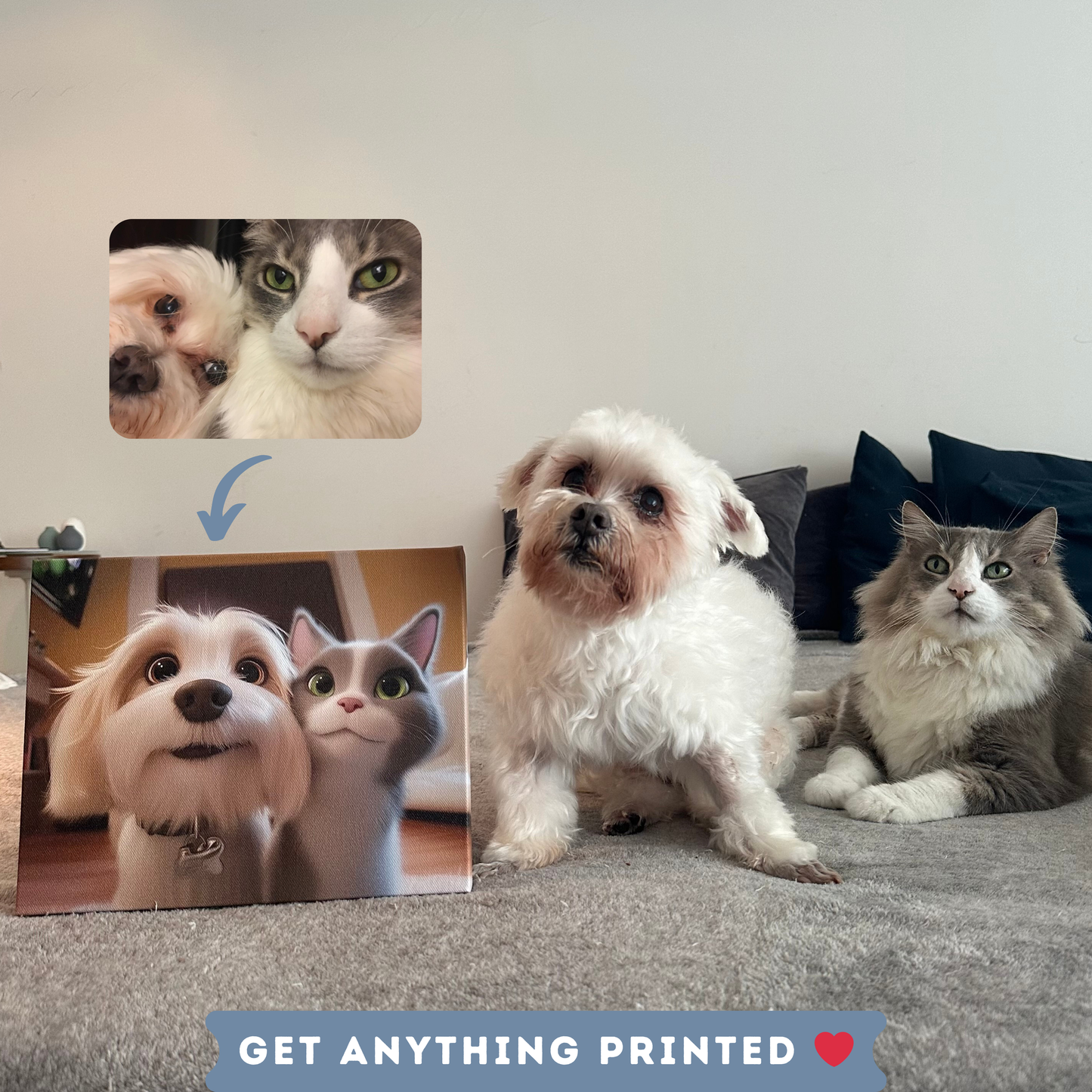 Custom Cartoon Pet Canvas Wrap