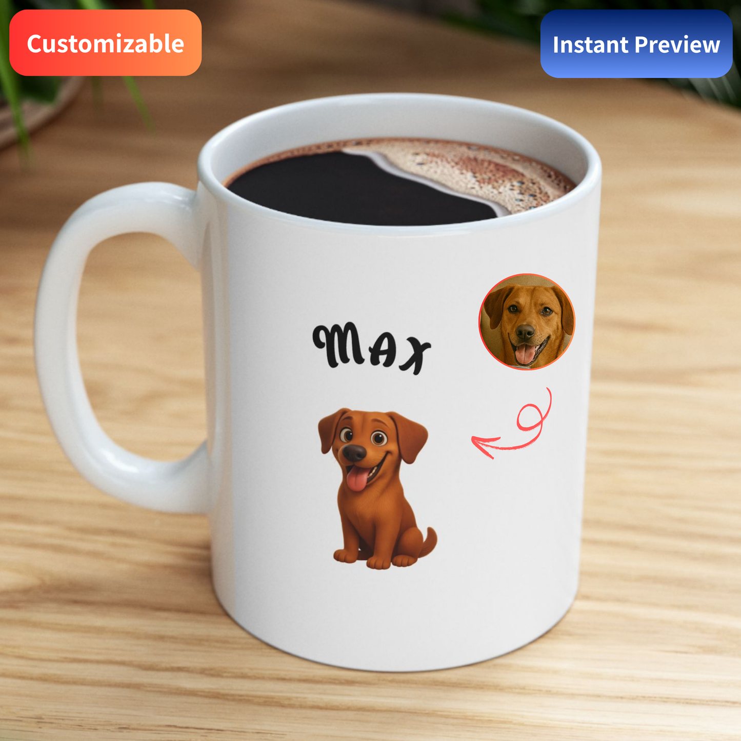 Mug personnalisé pour animaux de compagnie (325 ml/425 ml) – Obtenez votre dessin animé magique – Aperçu instantané